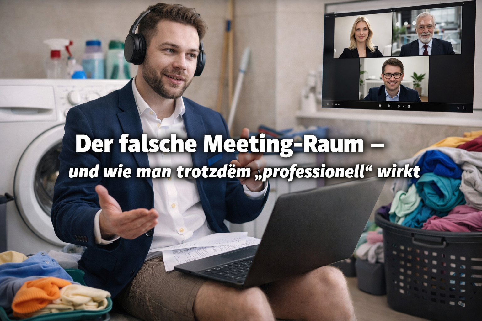 Illustration: Meetingraum mit Türschild und Kaffeebecher